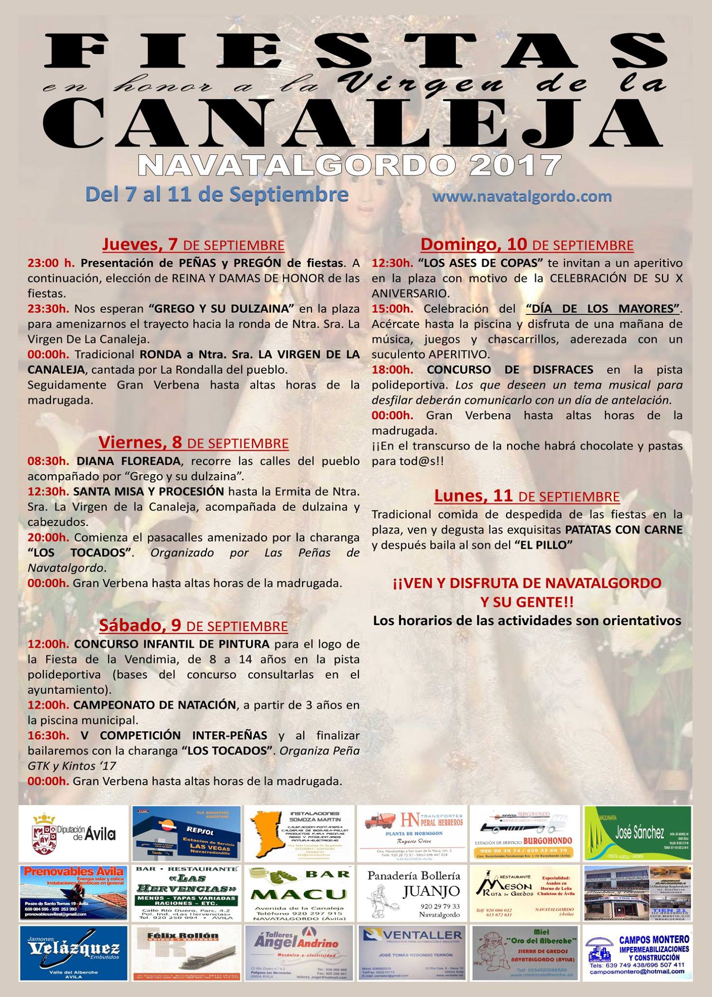 Fiestas en honor a la Virgen de la Canaleja 2017 Navatalgordo